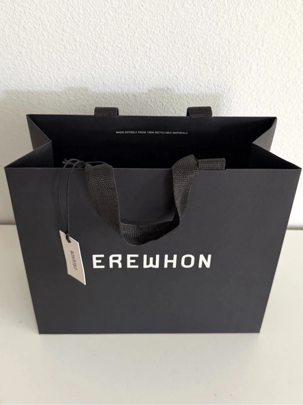 Erewhon Luxury Shopping Gift Bag Black Paper Bag w/ Tag 11” x 9.5”